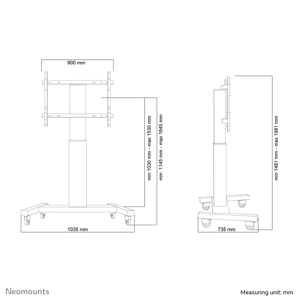 Neomounts PLASMA-M2250SILVER Chariot pour écran 42-100" - motorisé